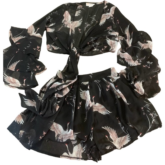 L’atiste by Amy 2-piece tie crop top and shorts set (small) - Picture 2 of 8